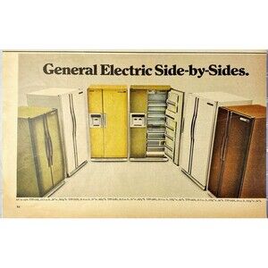 General Electric Refrigerators "Side-By-Siders" Vintage Print Ad 1970